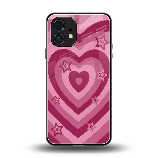 Y2K Pink Hearts X Stars back phone cover | glass case for nothing phone 1