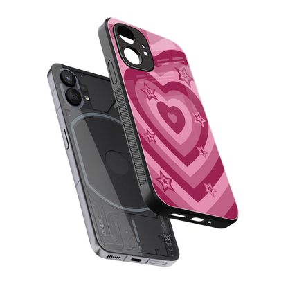 Y2K Pink Hearts X Stars sleek nothing phone 1 cover with tempered glass back and TPU edges