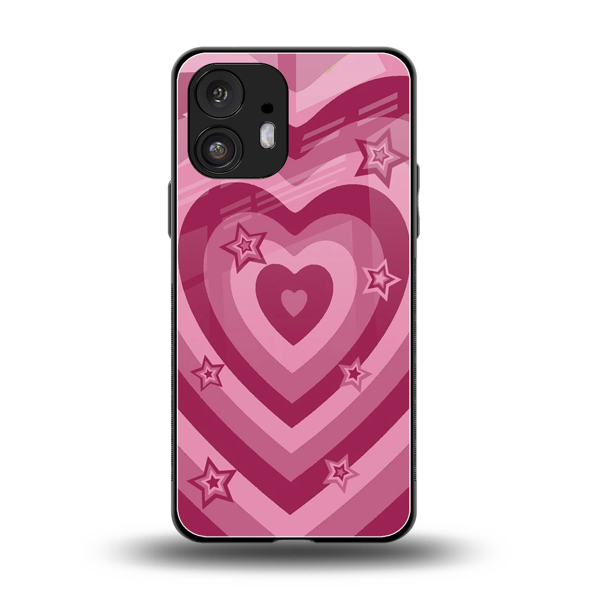 Y2K Pink Hearts X Stars back phone cover | glass case for nothing phone 2