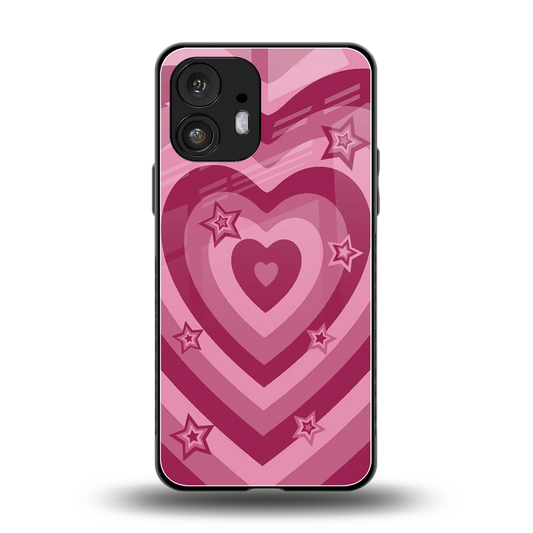 Y2K Pink Hearts X Stars back phone cover | glass case for nothing phone 2