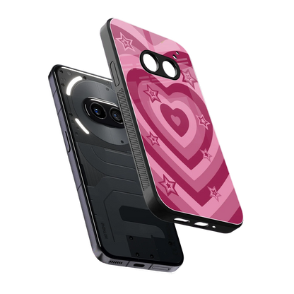 Y2K Pink Hearts X Stars sleek nothing phone 2a cover with tempered glass back and TPU edges