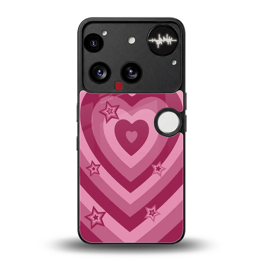 Y2K Pink Hearts X Stars back phone cover | glass case for nothing phone 3