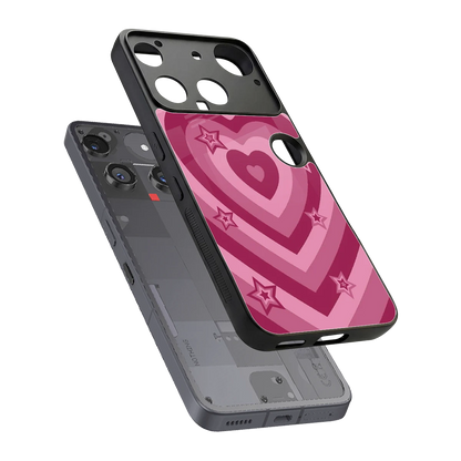 Y2K Pink Hearts X Stars sleek nothing phone 3 cover with tempered glass back and TPU edges