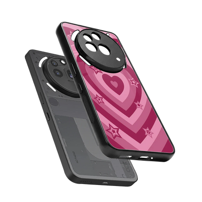 Y2K Pink Hearts X Stars sleek nothing phone 3a pro cover with tempered glass back and TPU edges