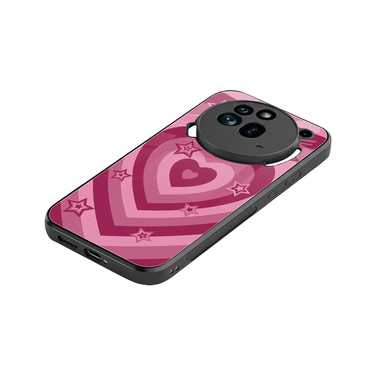 Y2K Pink Hearts X Stars stylish phone case for nothing phone 3a pro | glossy glass and slim fit
