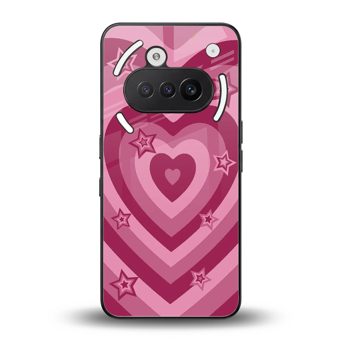 Y2K Pink Hearts X Stars back phone cover | glass case for nothing phone 3a
