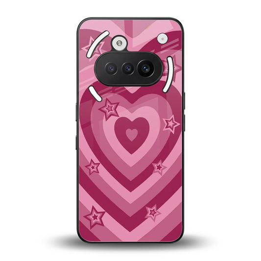 Y2K Pink Hearts X Stars back phone cover | glass case for nothing phone 3a