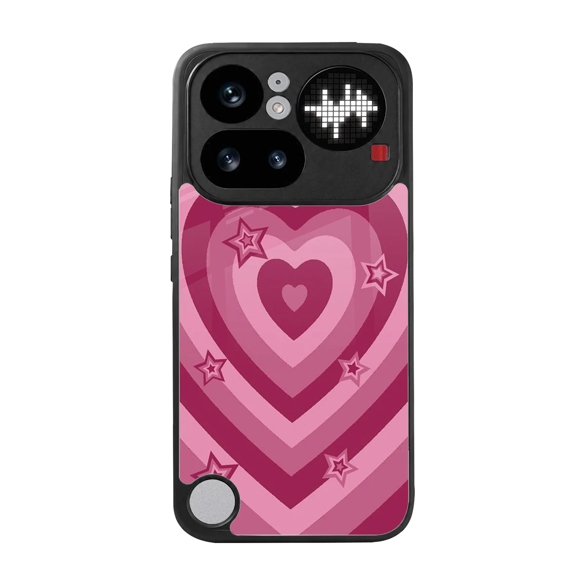 Y2K Pink Hearts X Stars back phone cover | glass case for nothing phone 4a pro