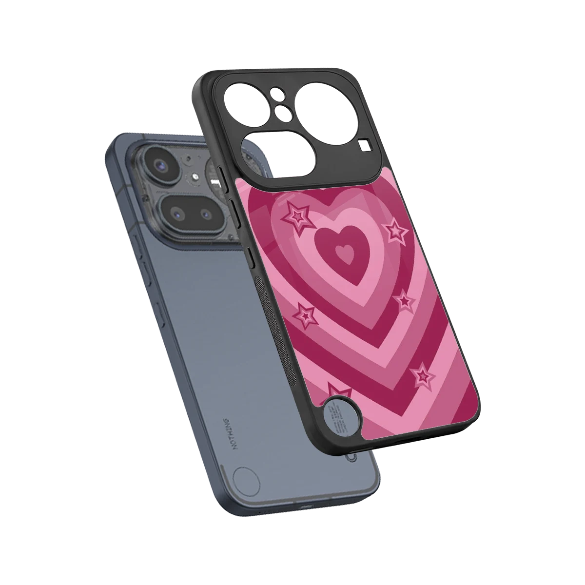 Y2K Pink Hearts X Stars sleek nothing phone 4a pro cover with tempered glass back and TPU edges
