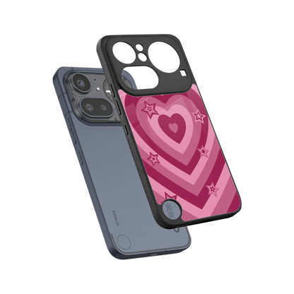 Y2K Pink Hearts X Stars sleek nothing phone 4a pro cover with tempered glass back and TPU edges