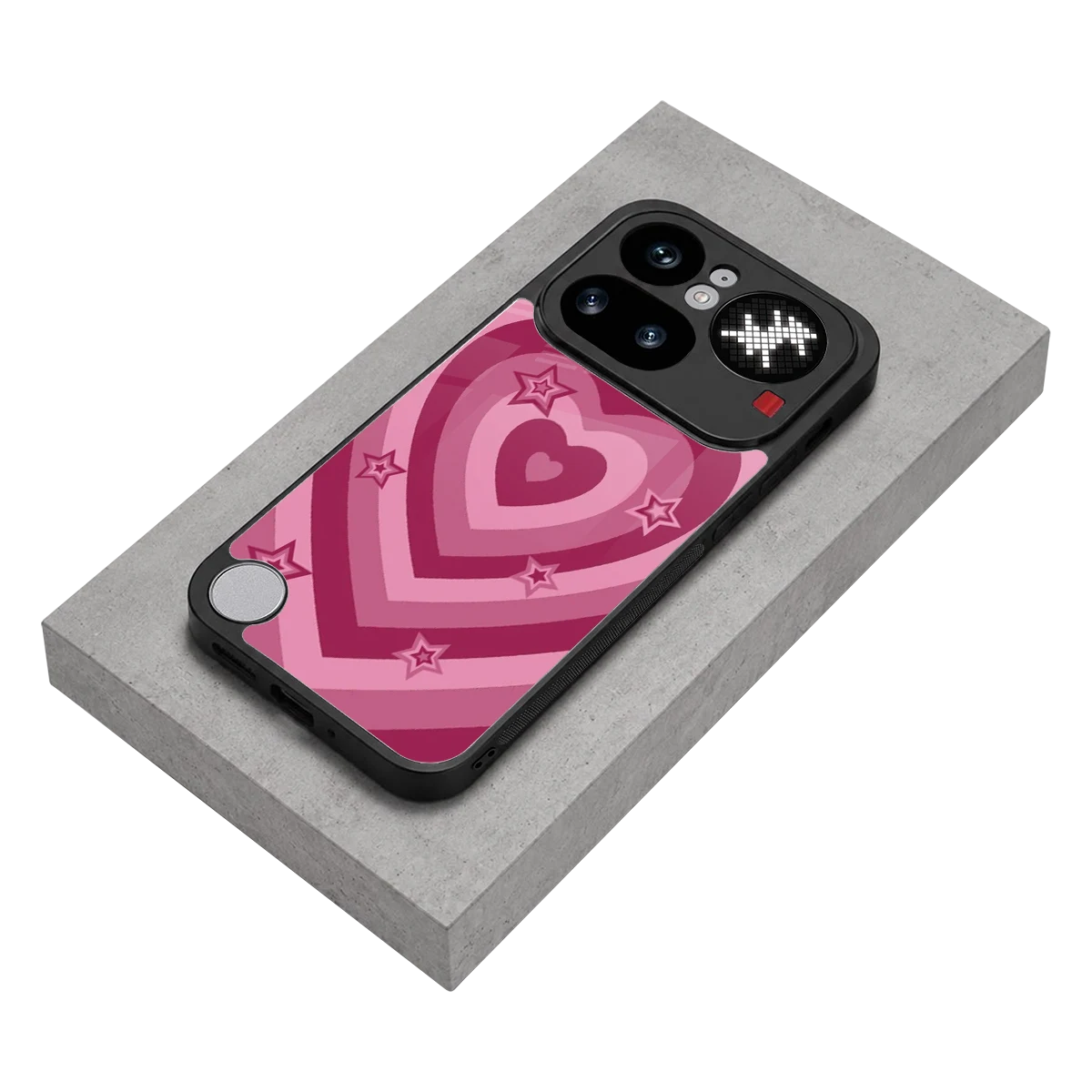 Y2K Pink Hearts X Stars stylish phone case for nothing phone 4a pro | glossy glass and slim fit
