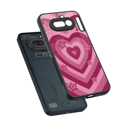 Y2K Pink Hearts X Stars sleek nothing phone 4a cover with tempered glass back and TPU edges
