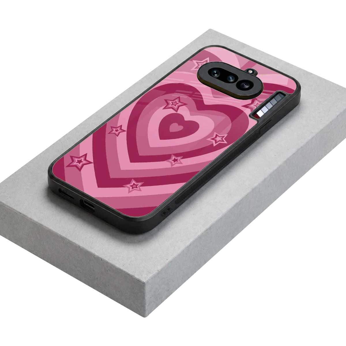 Y2K Pink Hearts X Stars stylish phone case for nothing phone 4a | glossy glass and slim fit