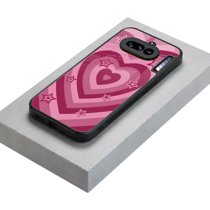 Y2K Pink Hearts X Stars stylish phone case for nothing phone 4a | glossy glass and slim fit