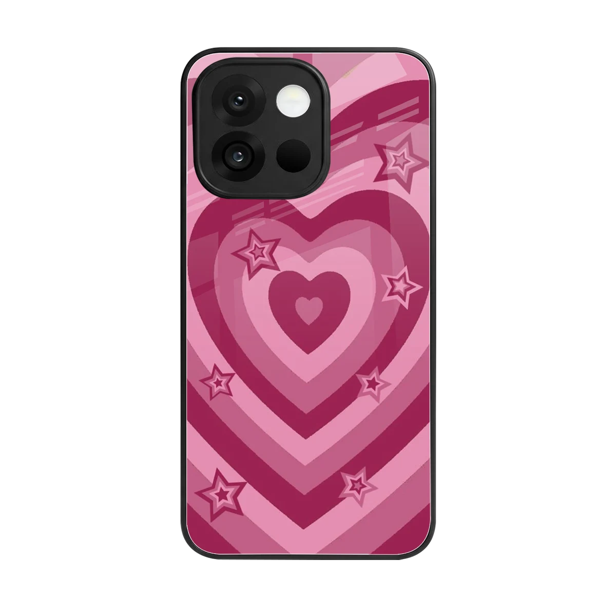 Y2K Pink Hearts X Stars back phone cover | glass case for oneplus 13s