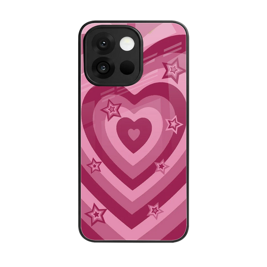 Y2K Pink Hearts X Stars back phone cover | glass case for oneplus 13s