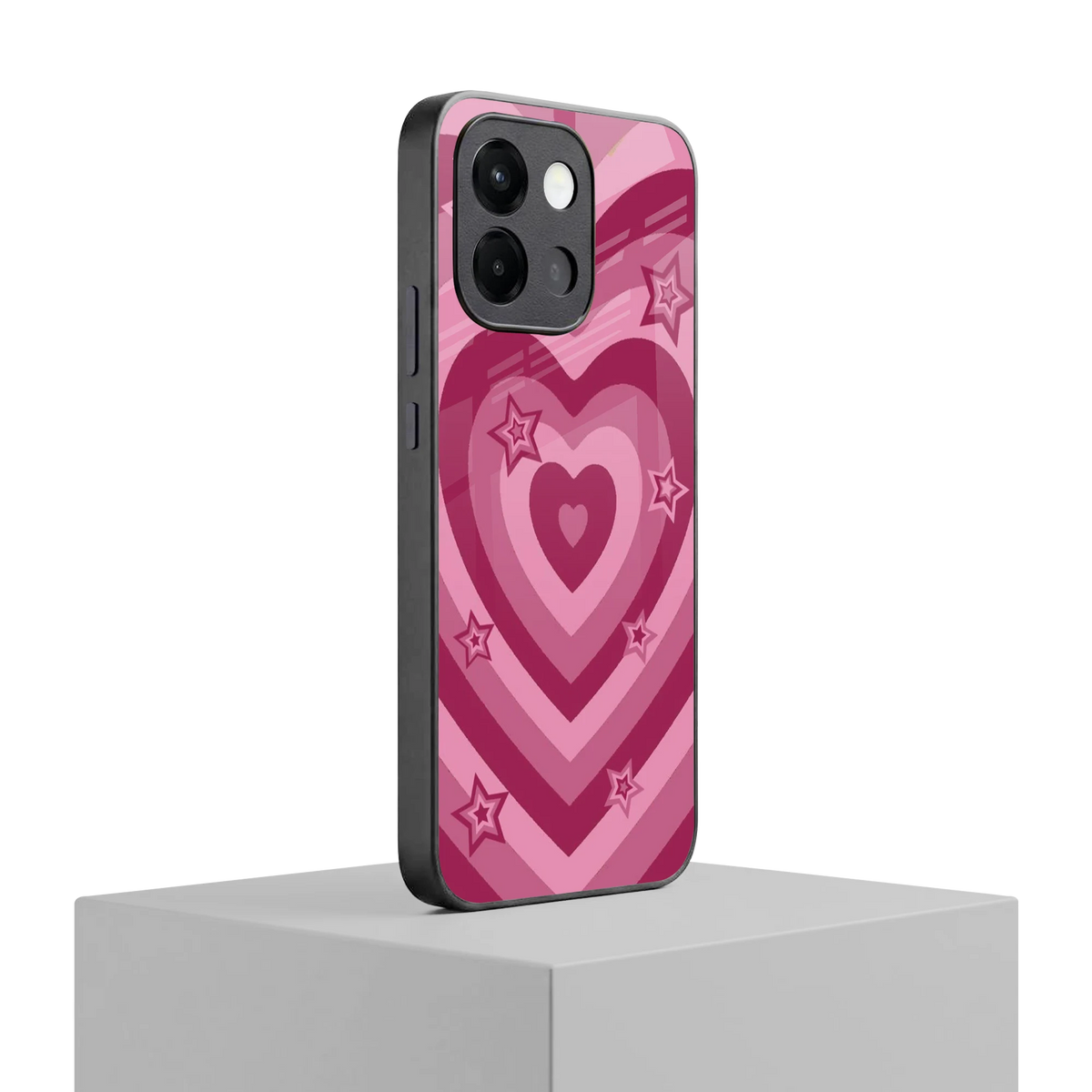 Y2K Pink Hearts X Stars oneplus 13s mobile cover | shockproof glass phone case