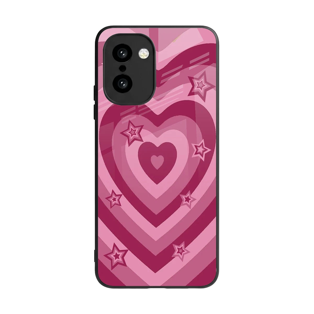 Y2K Pink Hearts X Stars back phone cover | glass case for oneplus 15r