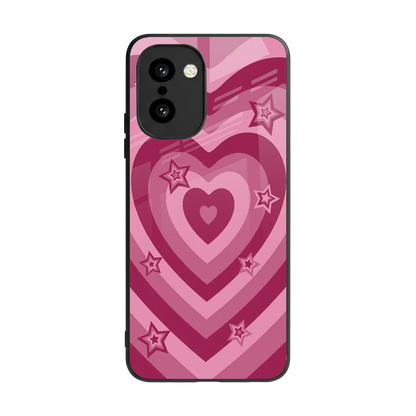 Y2K Pink Hearts X Stars back phone cover | glass case for oneplus 15r