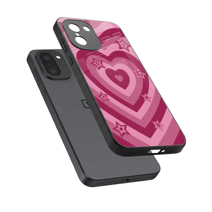 Y2K Pink Hearts X Stars sleek oneplus 15r cover with tempered glass back and TPU edges