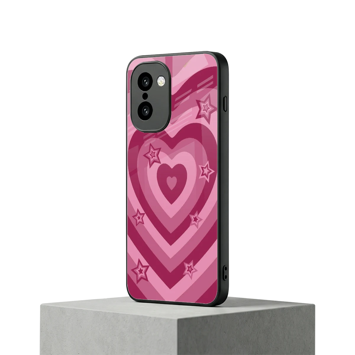 Y2K Pink Hearts X Stars oneplus 15r mobile cover | shockproof glass phone case