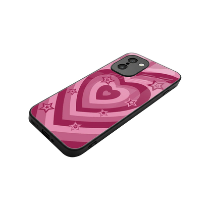 Y2K Pink Hearts X Stars stylish phone case for oneplus 15r | glossy glass and slim fit