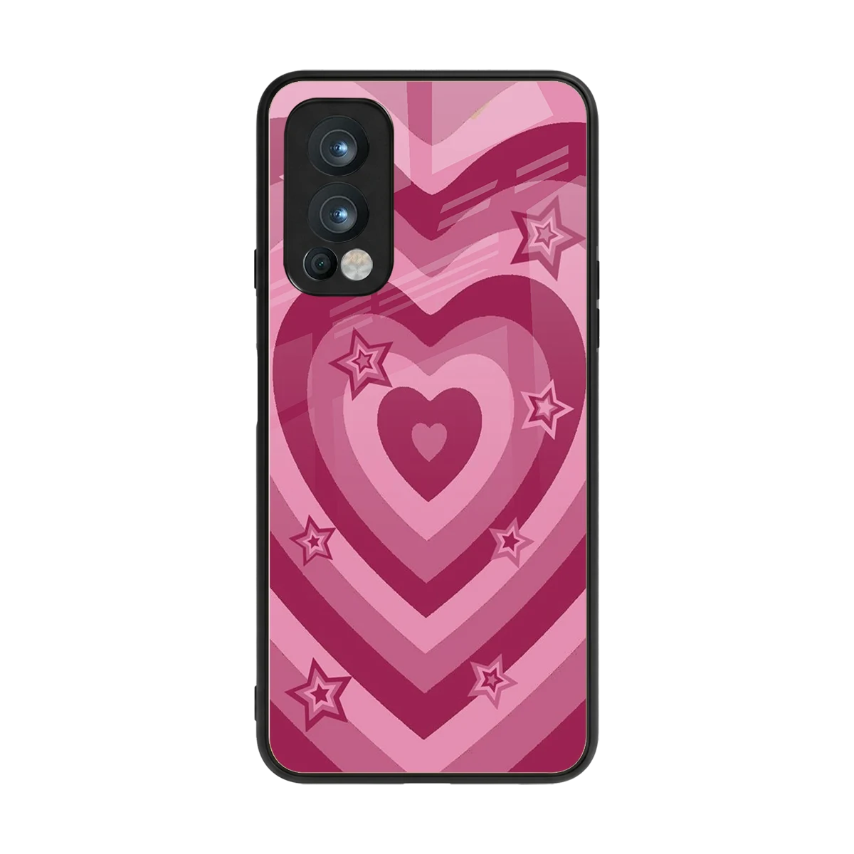 Y2K Pink Hearts X Stars back phone cover | glass case for oneplus nord 2
