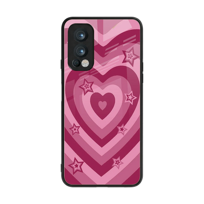 Y2K Pink Hearts X Stars back phone cover | glass case for oneplus nord 2