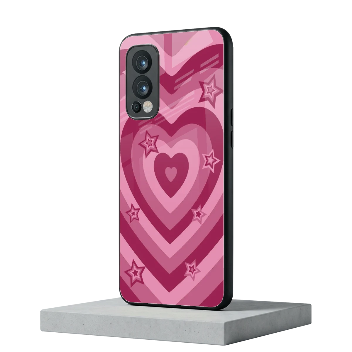 Y2K Pink Hearts X Stars oneplus nord 2 mobile cover | shockproof glass phone case