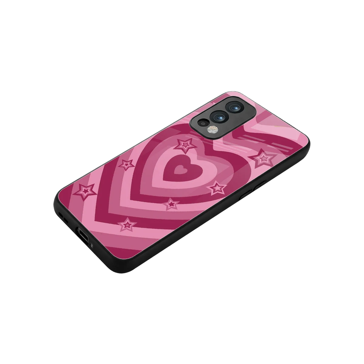 Y2K Pink Hearts X Stars stylish phone case for oneplus nord 2 | glossy glass and slim fit