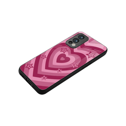 Y2K Pink Hearts X Stars stylish phone case for oneplus nord 2 | glossy glass and slim fit
