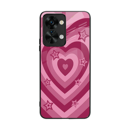 Y2K Pink Hearts X Stars back phone cover | glass case for oneplus nord 2t