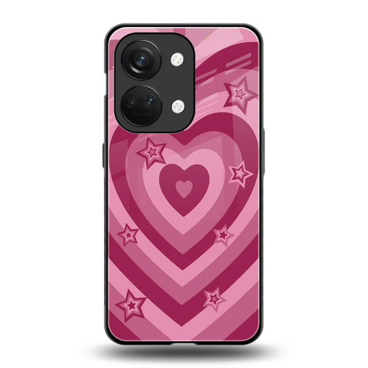 Y2K Pink Hearts X Stars back phone cover | glass case for oneplus nord 3