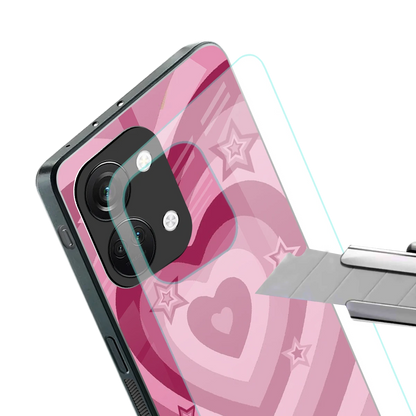 Y2K Pink Hearts X Stars stylish phone case for oneplus nord 3 | glossy glass and slim fit