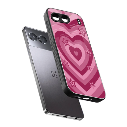Y2K Pink Hearts X Stars sleek oneplus nord 4 cover with tempered glass back and TPU edges