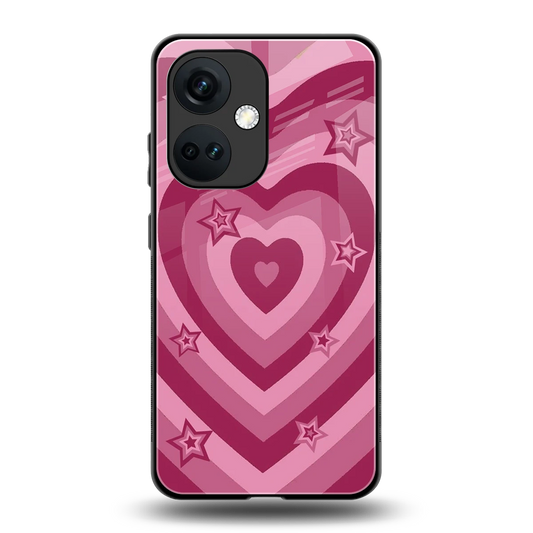 Y2K Pink Hearts X Stars back phone cover | glass case for oneplus nord ce 3