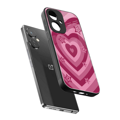 Y2K Pink Hearts X Stars sleek oneplus nord ce 3 cover with tempered glass back and TPU edges