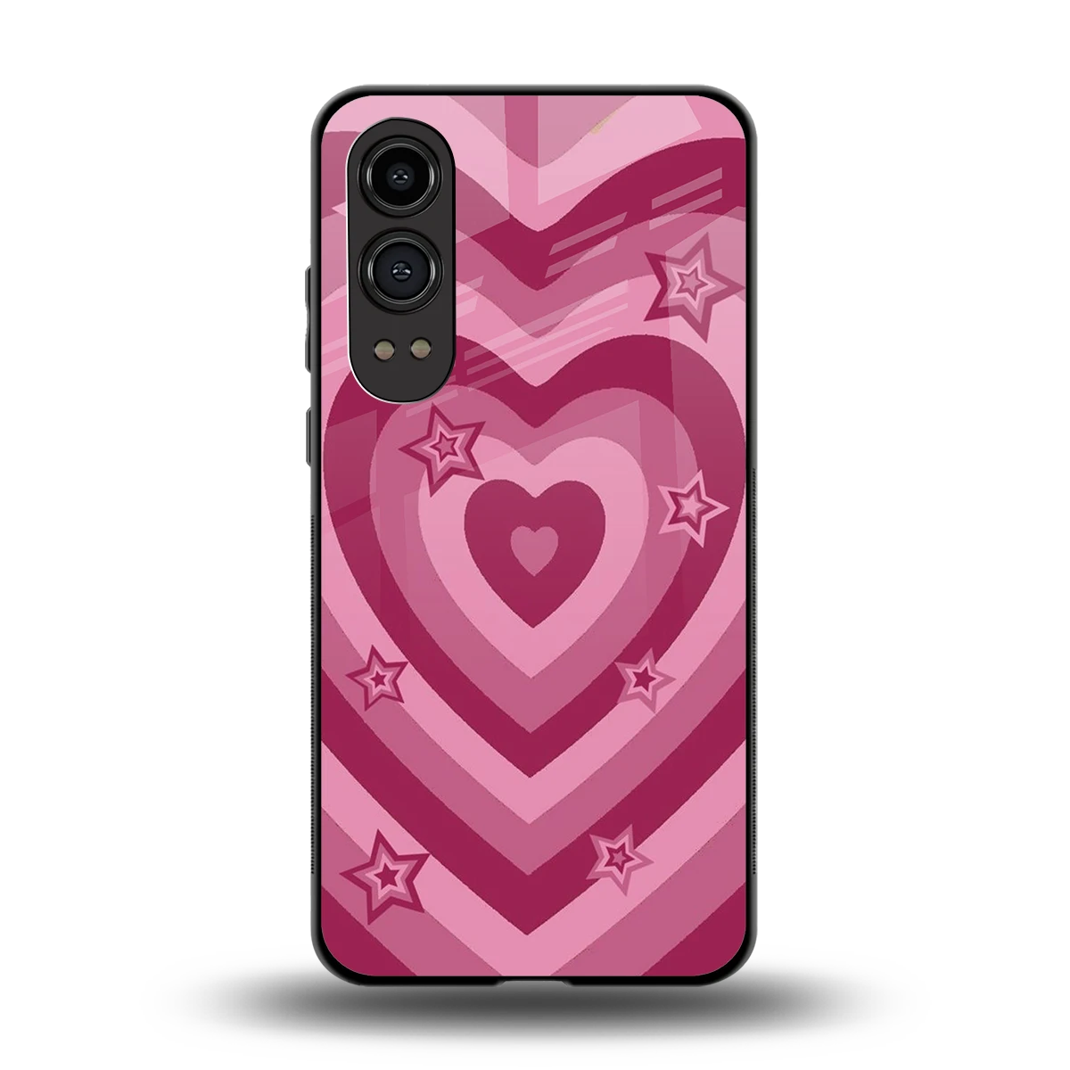 Y2K Pink Hearts X Stars back phone cover | glass case for oneplus nord ce 4 lite