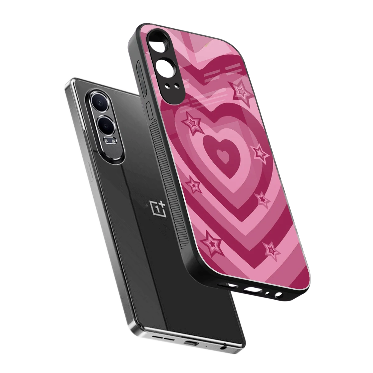 Y2K Pink Hearts X Stars sleek oneplus nord ce 4 lite cover with tempered glass back and TPU edges