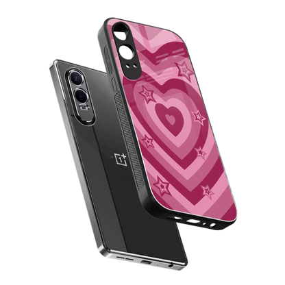 Y2K Pink Hearts X Stars sleek oneplus nord ce 4 lite cover with tempered glass back and TPU edges