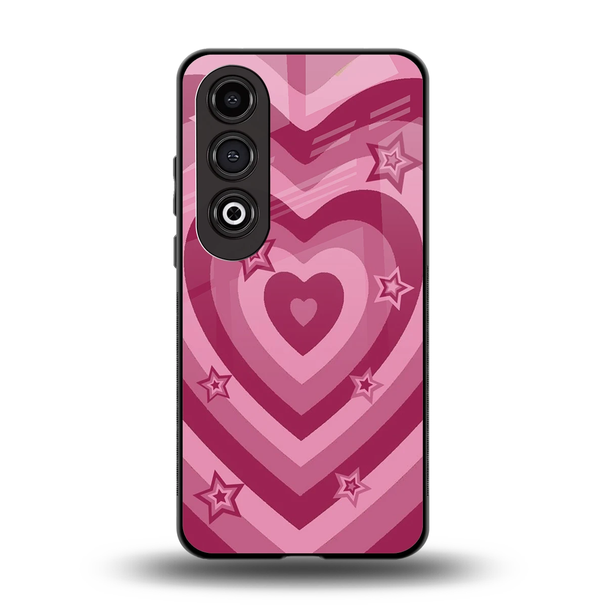 Y2K Pink Hearts X Stars back phone cover | glass case for oneplus nord ce 4