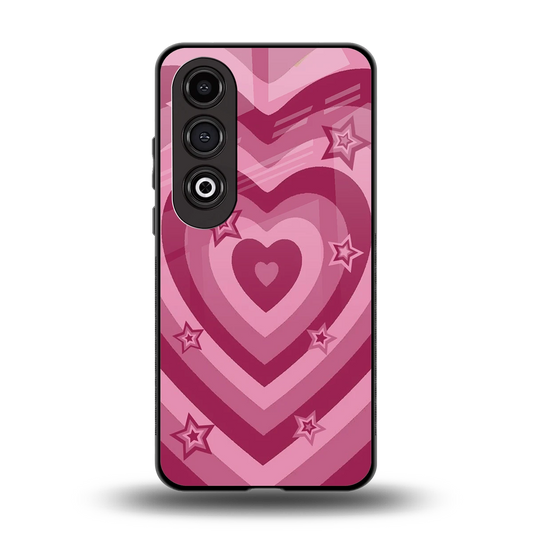 Y2K Pink Hearts X Stars back phone cover | glass case for oneplus nord ce 4