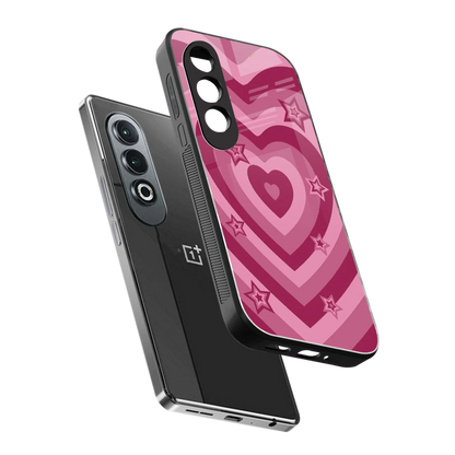 Y2K Pink Hearts X Stars sleek oneplus nord ce 4 cover with tempered glass back and TPU edges