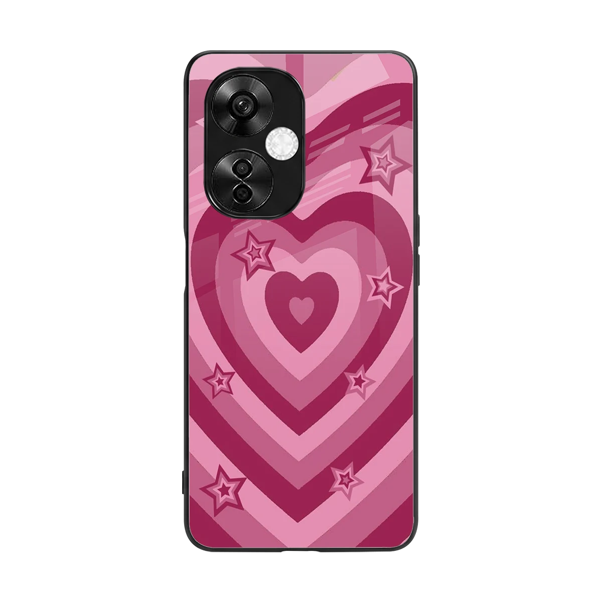 Y2K Pink Hearts X Stars back phone cover | glass case for oneplus nord ce 3 lite