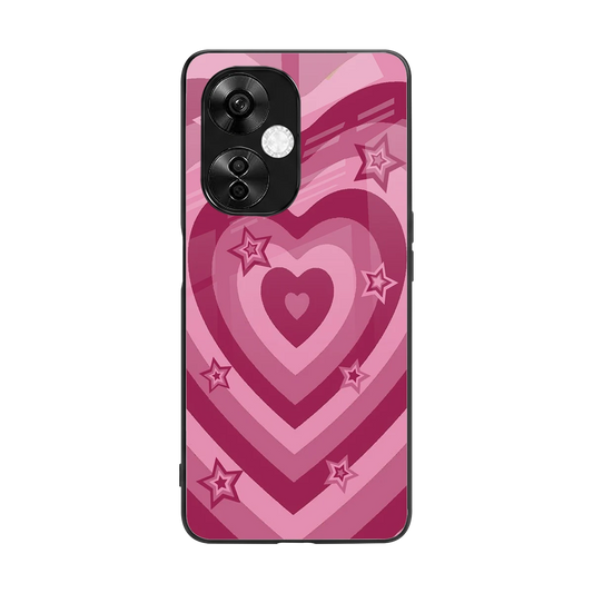 Y2K Pink Hearts X Stars back phone cover | glass case for oneplus nord ce 3 lite