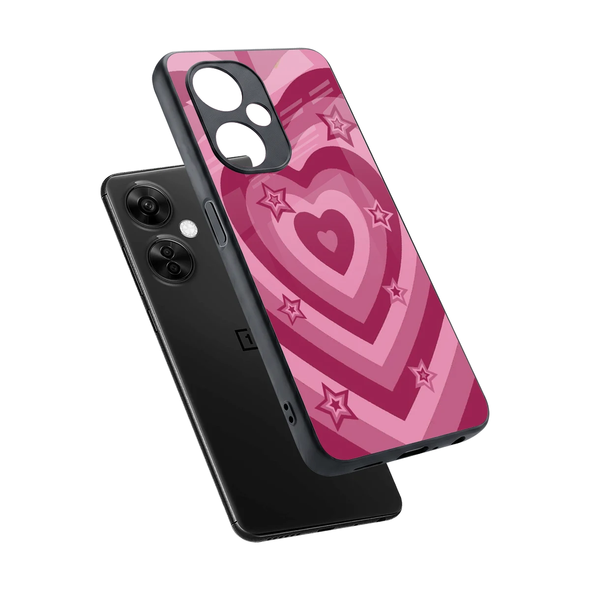 Y2K Pink Hearts X Stars sleek oneplus nord ce 3 lite cover with tempered glass back and TPU edges