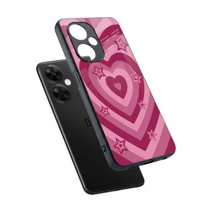 Y2K Pink Hearts X Stars sleek oneplus nord ce 3 lite cover with tempered glass back and TPU edges