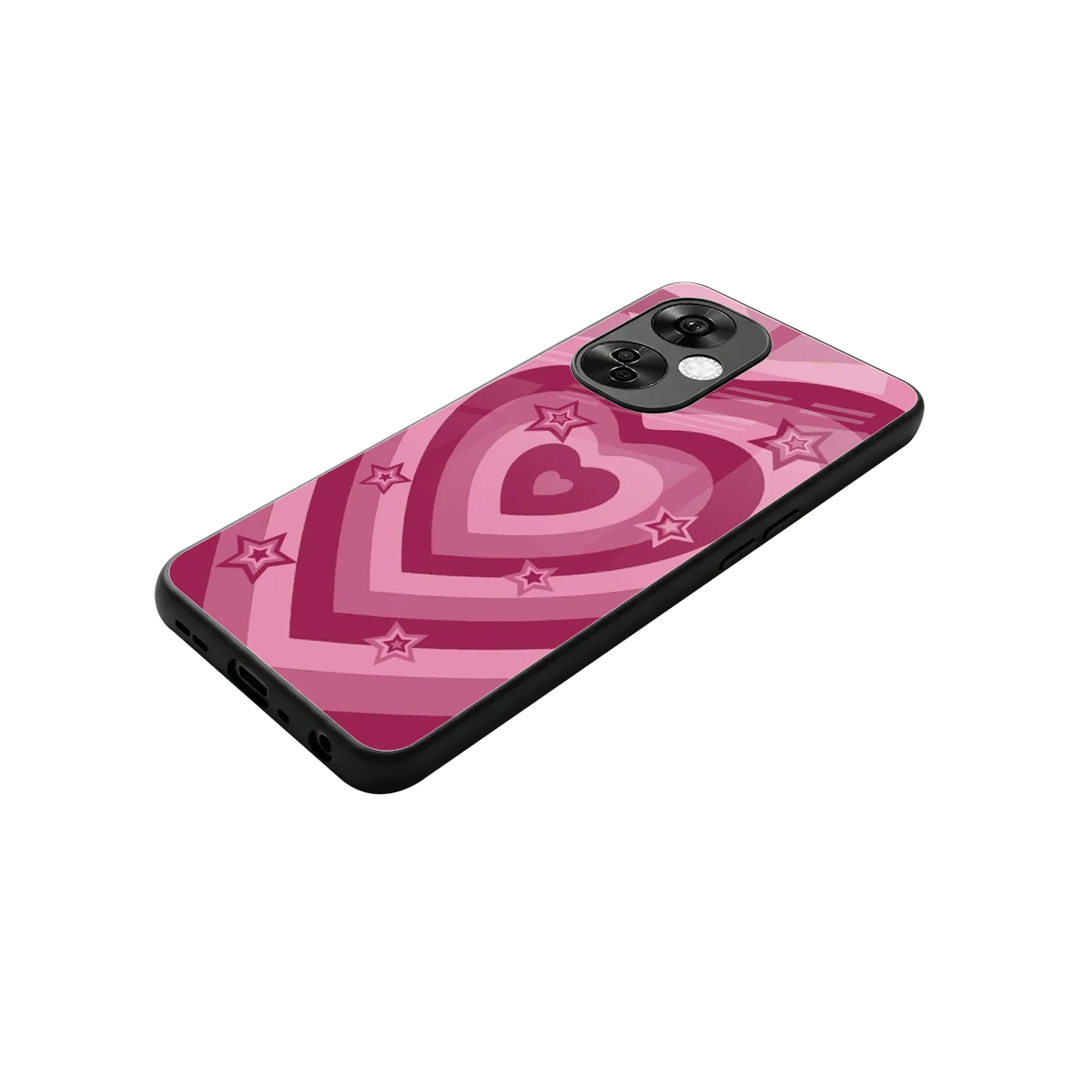 Y2K Pink Hearts X Stars stylish phone case for oneplus nord ce 3 lite | glossy glass and slim fit
