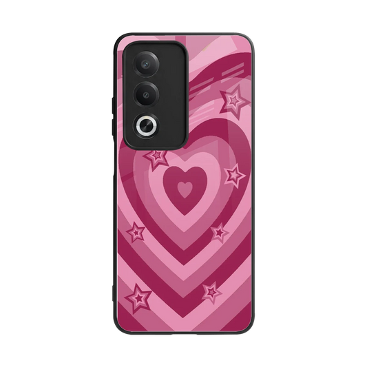 Y2K Pink Hearts X Stars back phone cover | glass case for oppo a3 pro