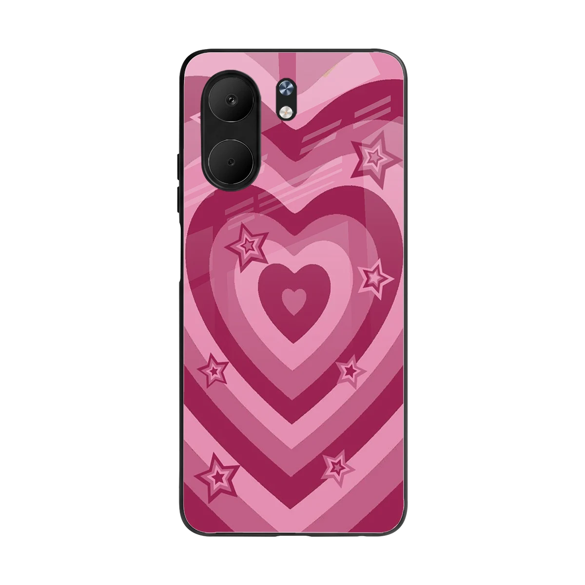 Y2K Pink Hearts X Stars back phone cover | glass case for oppo a5x 5g